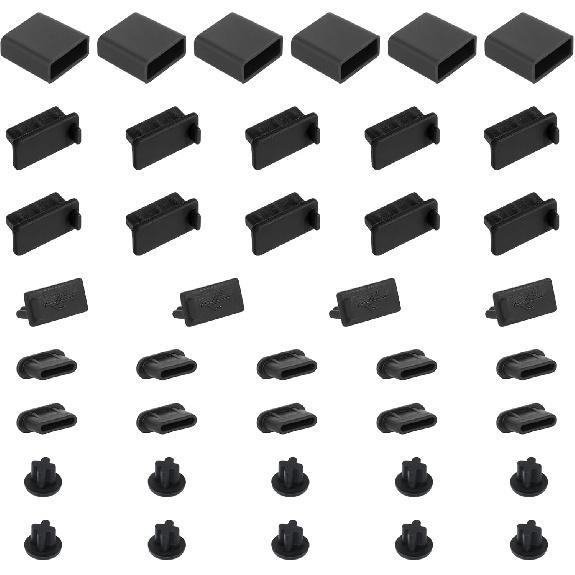 Bewudy 40 PCS 5 Types USB Anti Dust Cover Plugs, USB Type-C Dust Stopper, USB Dust Port Cover Plugs, Silicone USB Port Protector for USB A Female &
