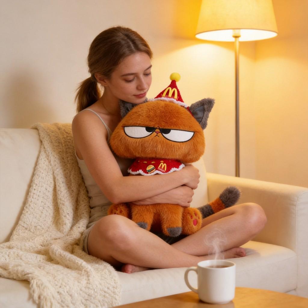 Cool Cat Stuffed Animal With Cartoon Design For Kids Room Decor And Playtime