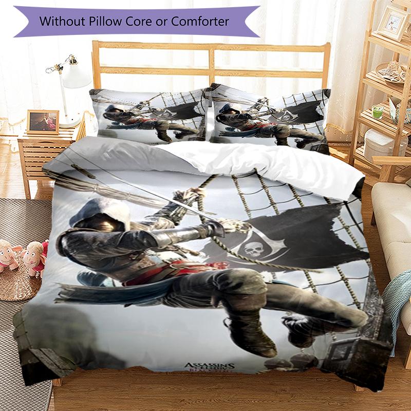 3pcs Assassin's Creed Bedding Set Duvet Cover Closure Includes 1 Duvet Cover & 2 Pillowcases, Soft and Comfortable for All Seasons.