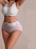 4PCS High Waist Women's Panties Breathable Cotton Panty Lovely Print Ladies Underwear Plus Size Female Lingerie Girls Briefs