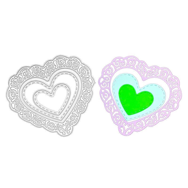 3 Pcs Love Heart Lace Metal Cutting Dies Stencils for DIY Scrapbooking/photo Album Decorative Embossing DIY Paper Cards