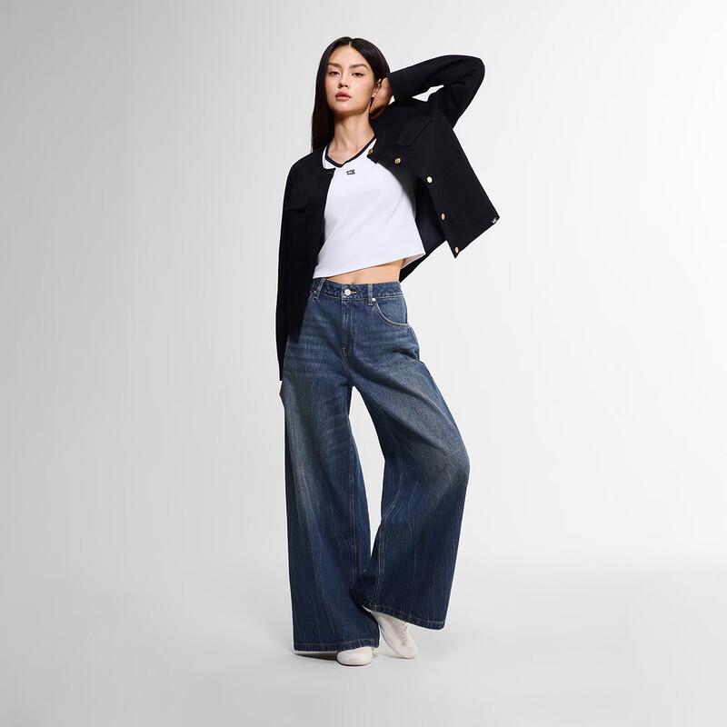 Lee Women's Loose Wide-Leg Washed Denim Jeans