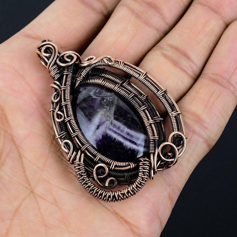 Amethyst Pendant Copper Wire Wrapped Pendant Amethyst Gemstone Pendant Copper Handmade Pendant Necklace For Christmas Gifts Birthday Gifts