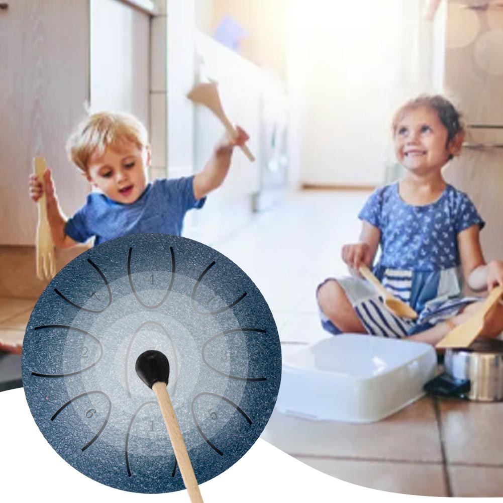 4 Inches Portable Rain Drum 9-Note Handpan Drum with Drum Mallet Outdoor Chakra Drum for Yoga Musical Meditation