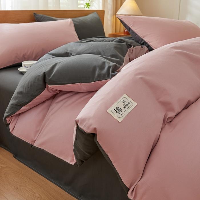 

new solid color matching pure cotton quilt cover bed four-piece set student dormitory 3-piece set available in all seasons 1.2m sheet 3pcs
