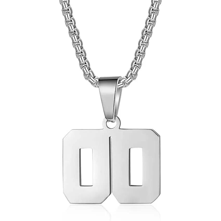 1PC Stainless Steel Athletes Soccer Lucky Number Necklace for Boys Girls Football Basketball Number Necklace for Men Women