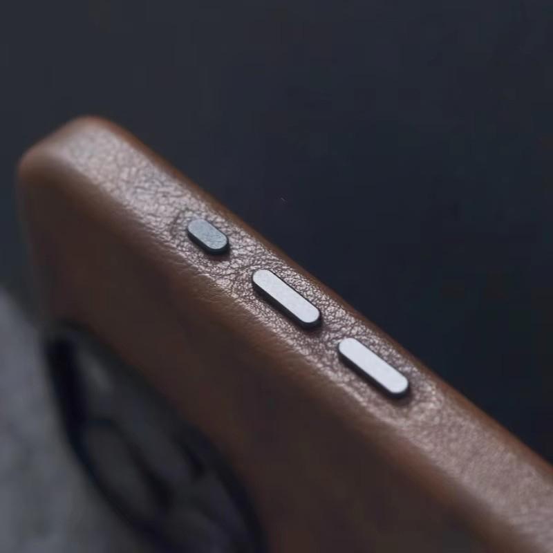 Retro Crazy Horse Leather MagSafe Phone Case For iPhone 16 Pro 15 14 13 12 17 Pro Max Simple Leather Texture Magnetic Phone Case