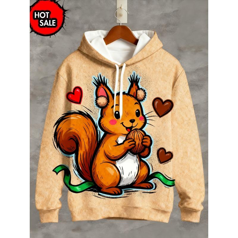Funny Design Christmas Squirrel Deer 3D Printed Hoodies For Man Clothes Fashion New In Hoodie Santa Claus Cosplay Top Sweatshirt