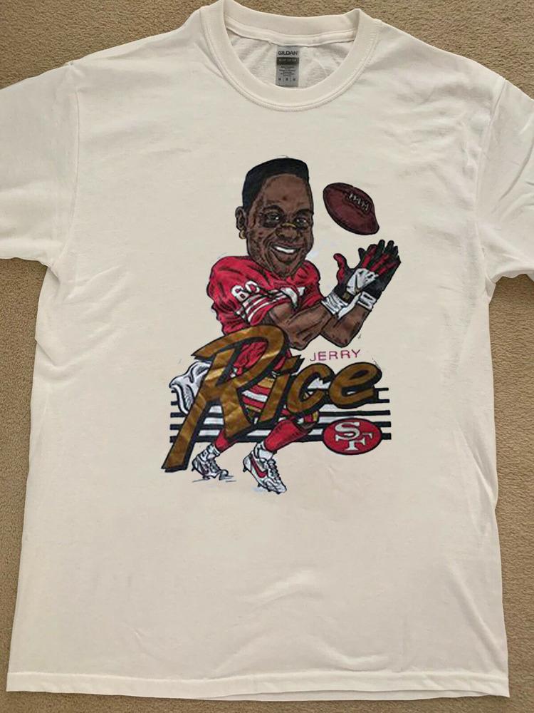 859 Jerry Rice caricature tee White Unisex Shirt Unisex T-Shirt XL