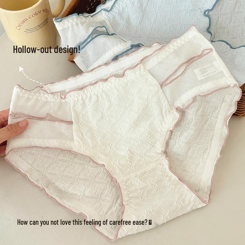 Cream Girl Underwear: Pure Desire High-Style Sexy Waistband Women's Breathable Comfortable Thin Triangle Panties.