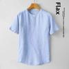 Casual Men's Cotton Linen Blouse Summer Spring O-Neck Button Short Sleeve Beachwear Holiday Blouse Tops