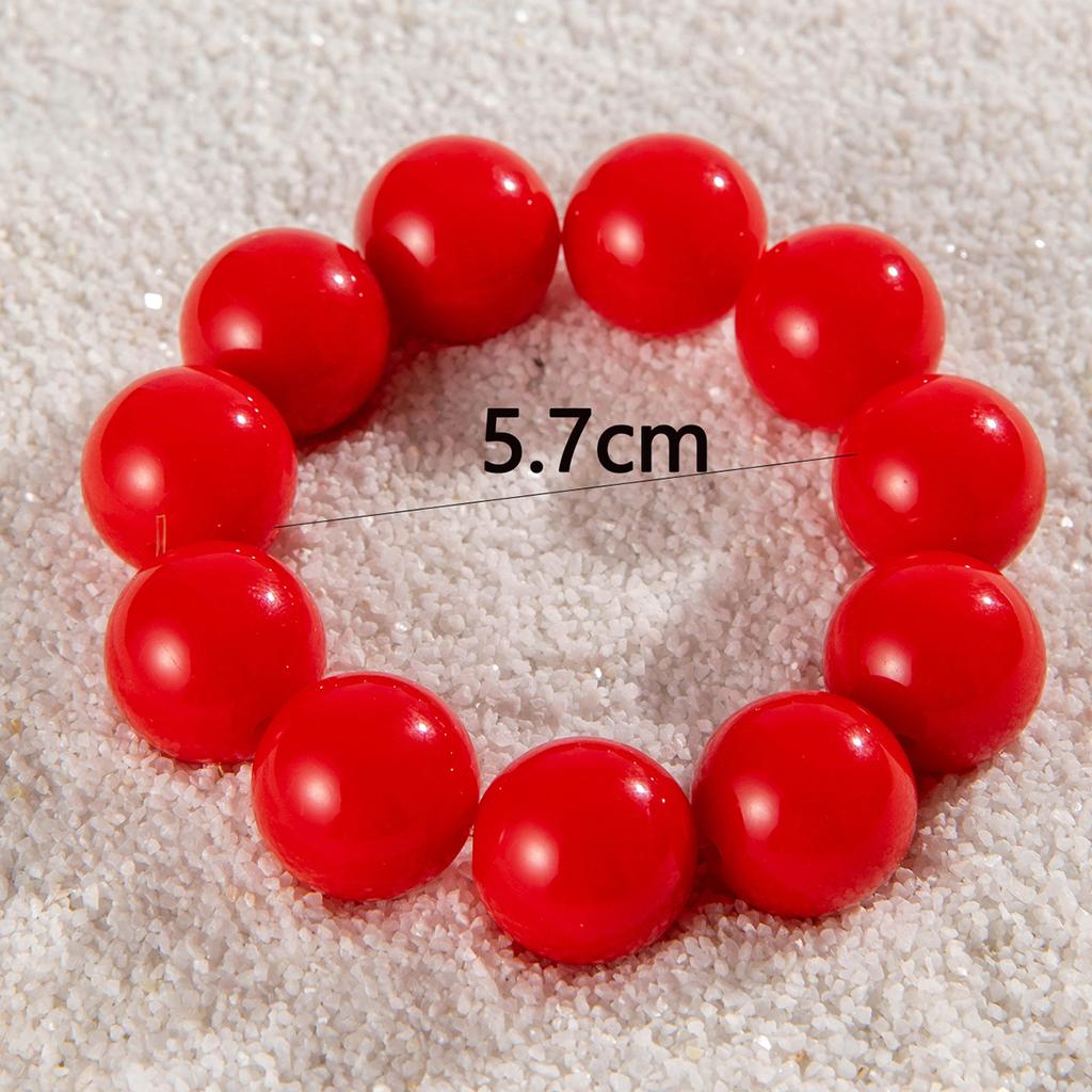 Colorful Big Bead Bracelet Resin Punk Statement Wristband Holiday Jewelry Accessory for Women
