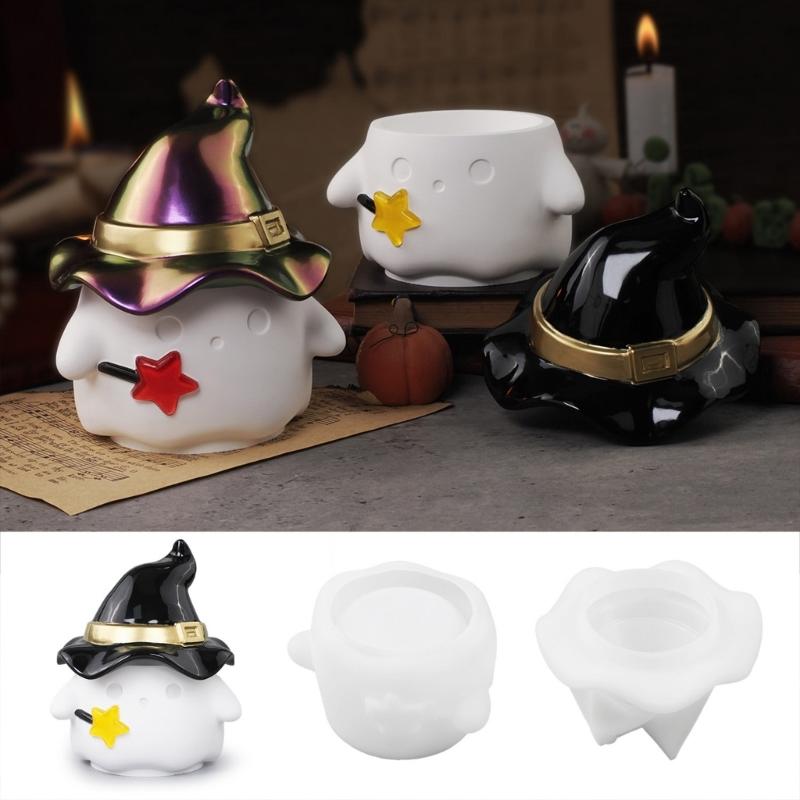Hochtemperaturbeständige Silikonform für Vorratsglas Halloween-Geist-Themen-Kerzenhalterform Schmuckform