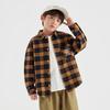 Boys' Warm Orange Plaid Cotton Long Sleeve Shirt Jacket