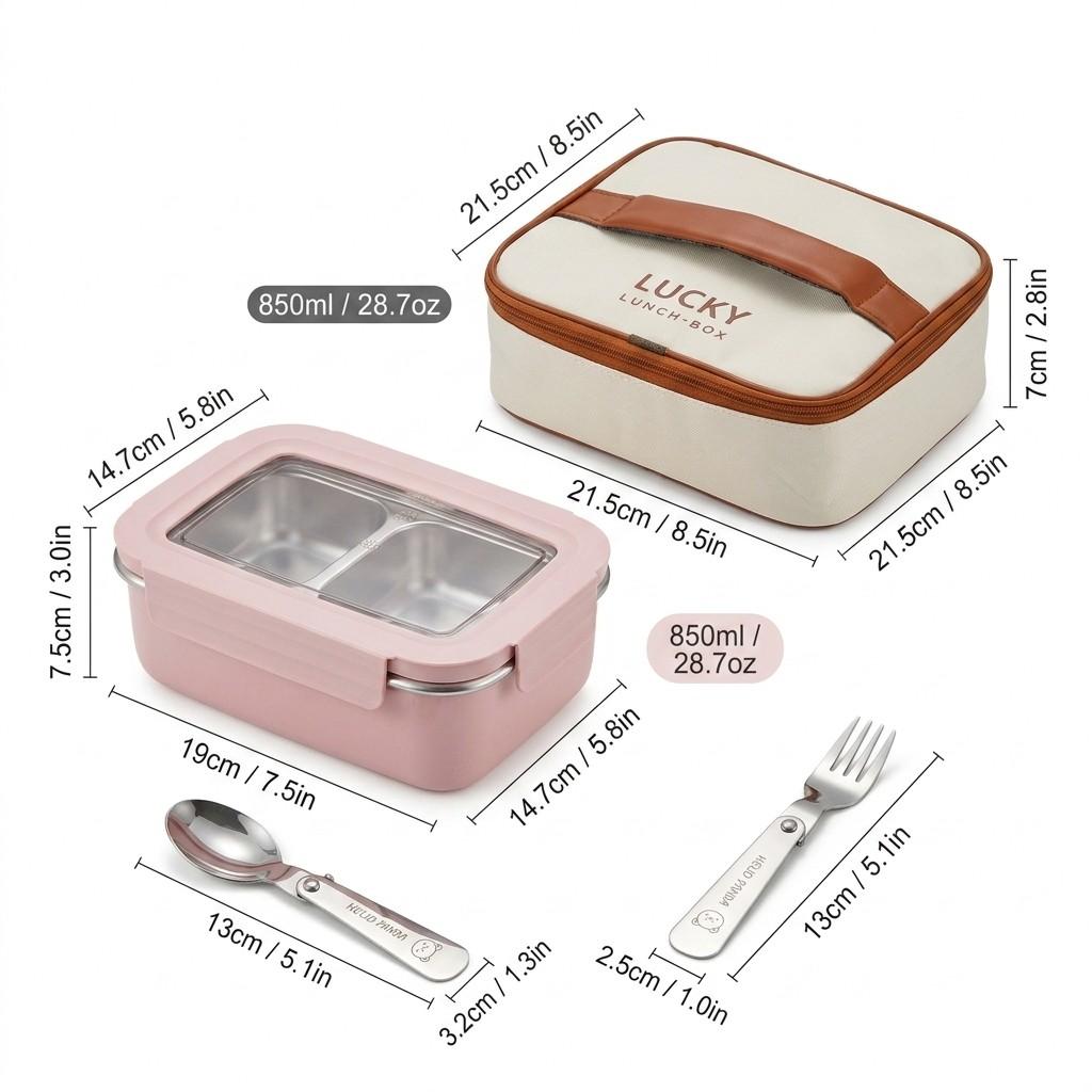 304 Stainless Steel Bento Lunch Box For Kids Students Portable Sealed Fruit Salad Food Container With Compartment Microwave Safe