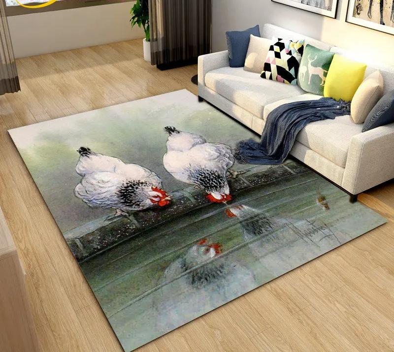 

3D Петух и Курица Ковер Курица Спальня Полное Покрытие Ковер для Гостиной Устойчивый к Загрязнениям Легкий в Уходе Мягкий Коврик для Кухни Декор 40x60cm