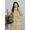 Womens Mid-Length Down Coat With Stand Collar White Duck Fill Candy Colors Slim Fit Winter 2025