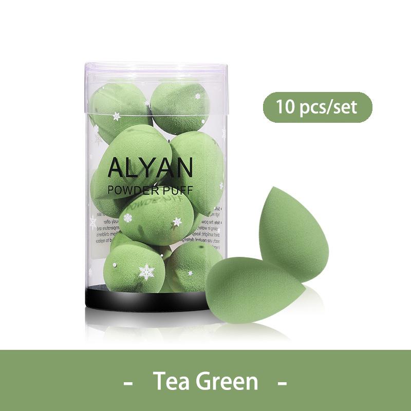 

10 шт./компл., мини-спонж для макияжа с яйцом, косметический спонж для сухого и влажного макияжа, спонж для макияжа, подушка, пудра, аксессуары для макияжа 10 pcs/set чай зеленый