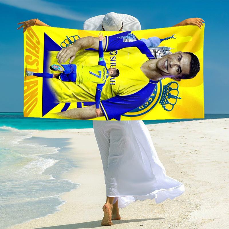 Former FC Barcelona player Cristiano Ronaldo plays for Al-Nassr FC soft beach towel, outdoor camping vacation swimming beach towel H22