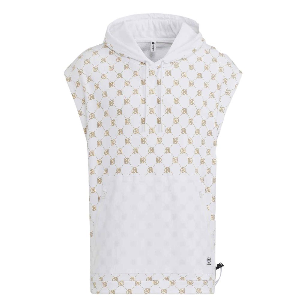 Adidas Neo Logo Print Zip Kangaroo Pocket Sleeveless Hoodie Jacket Men Outerwear White IB5859