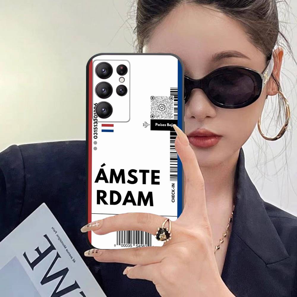 Funny World City Tourist Ticket Label Case For Samsung Galaxy Case S25 S23 S22 S21 S30 S20 S10 Ultra Plus FE TPU Soft Cover