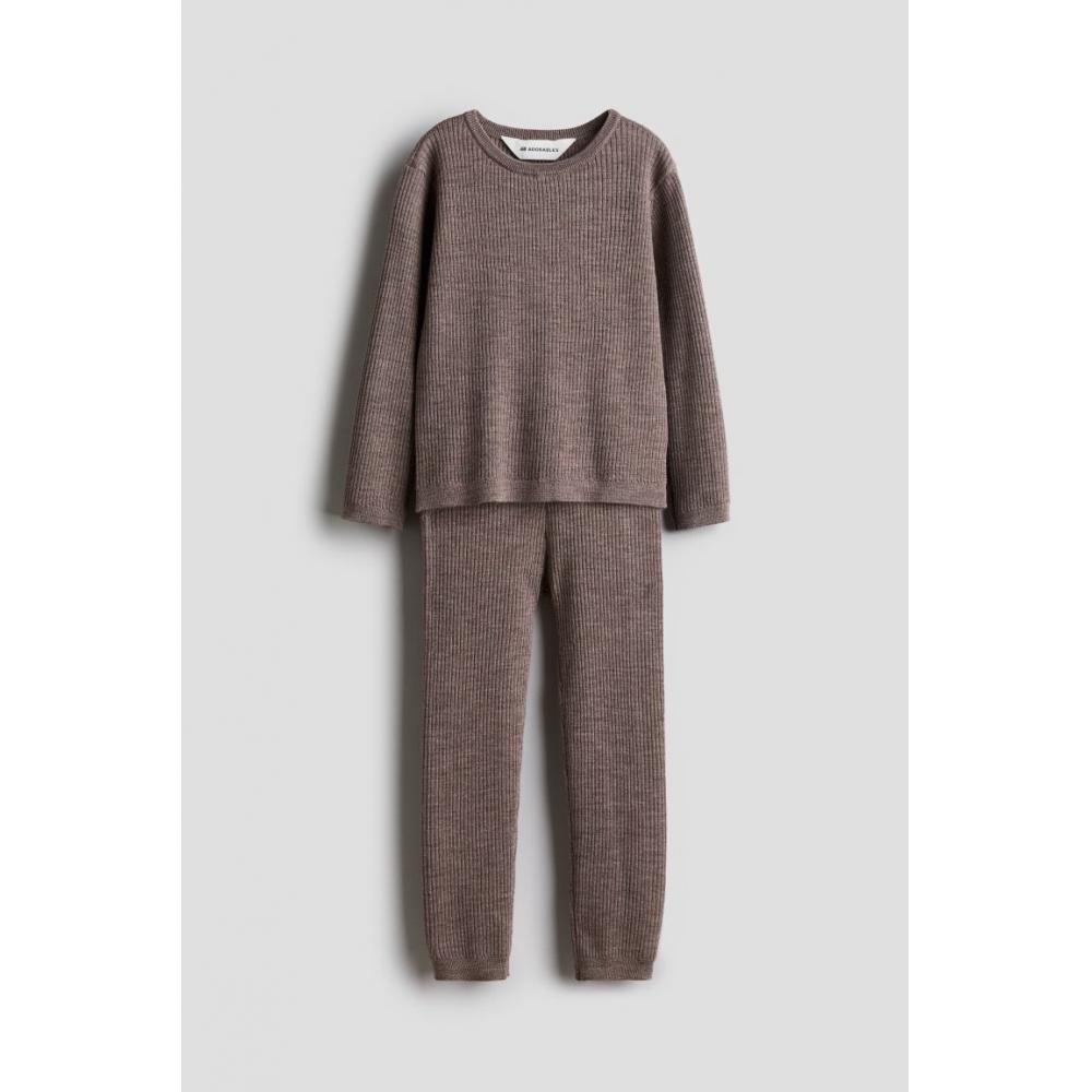 

Комплект из 2 предметов из шерсти мериноса HM темно-бежевый