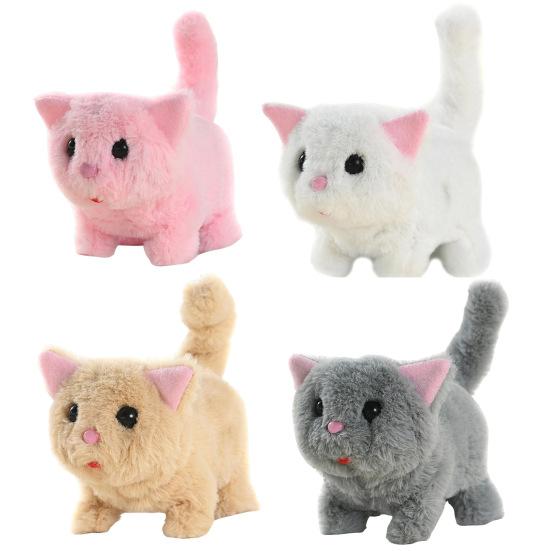 Interaktive Laufende Katze Puppe Miaut Läuft Schwanz Wedelt Berührung Sprachbefehle Miau Laufen Katzenspielzeug Heimdeko