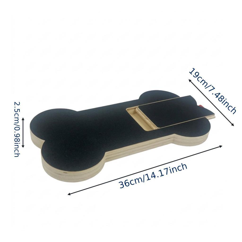 Dog Scratching Board with Compartment Bone-Shaped Nail File Wooden
