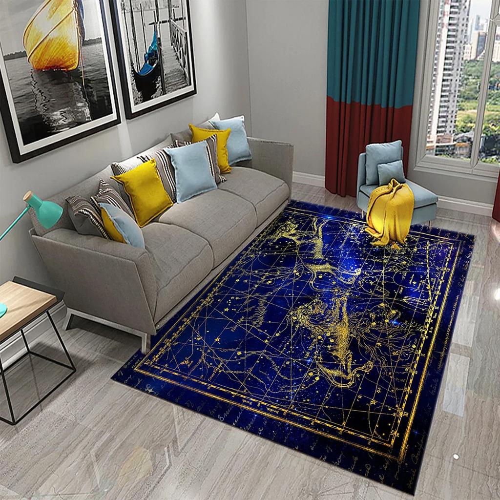 Twelve Constellations Carpet Astrology Rug Mystic Divination Rectangle Area Rugs for Adult Yoga Mats Living Room Decor Door Mat