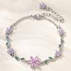 Luxury Pink Cubic Zirconia Chain Fashion Shiny Rhinestone Bangle  For Women