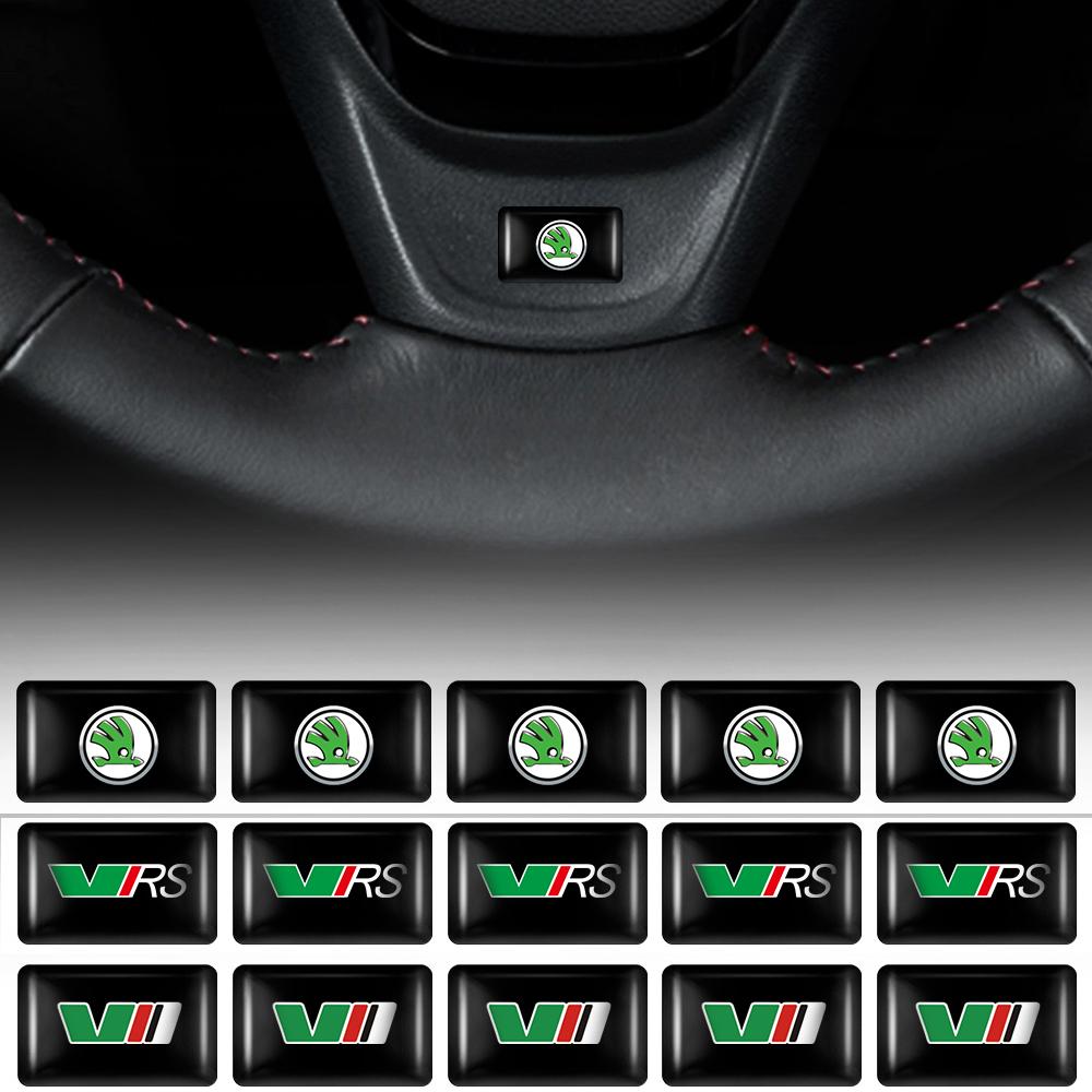 OMDP8 Car Styling 3D Epoxy Steering Wheel Dashboard Decoration Stickers For Skoda VRS VII Octavia A5 A7 Superb 3 Fabia 2 Rapid Kodiaq