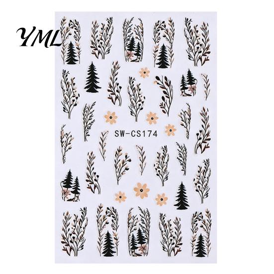 Leaf Pattern Nail Art Autumn Stickers, Waterproof Fall Maple Leaves Manicure Decorations Decals, Self-Adhesive Stickers for Women and Girls Decals