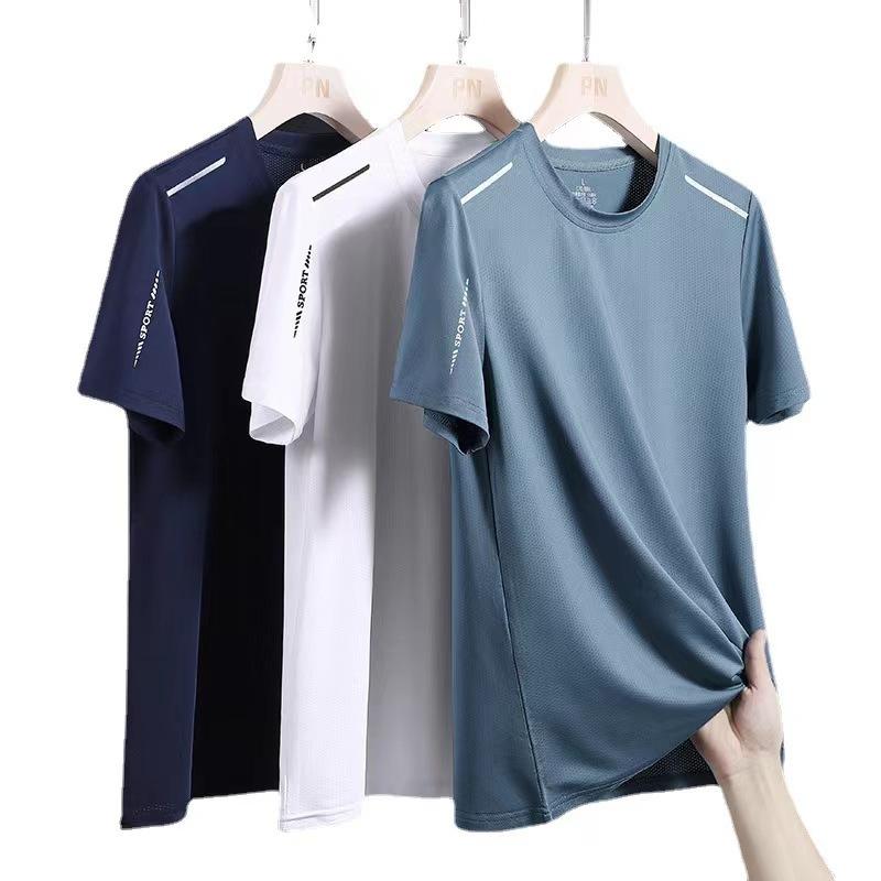 Men's Running T-shirt Reflective Short-sleeved Ice Silk Quick-drying Summer Thin Breathable Fitness T-shirt Sweatshirt Sweatshirt