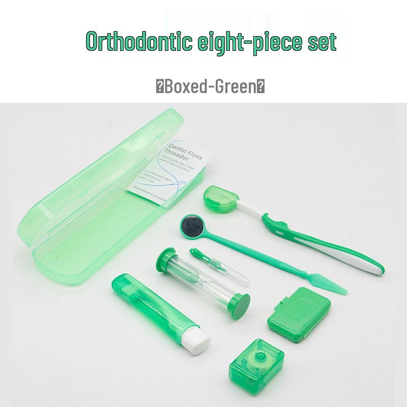 Orthodontic Care Kit: Wax, Interdental Brush, Floss, Mirror, 8-Piece Set