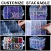 3-Tier Craft Storage Container, Stackable Organizer Box with Dividers for Art Supplies, Beads, Washi Tapes, Jewelry Accessories
