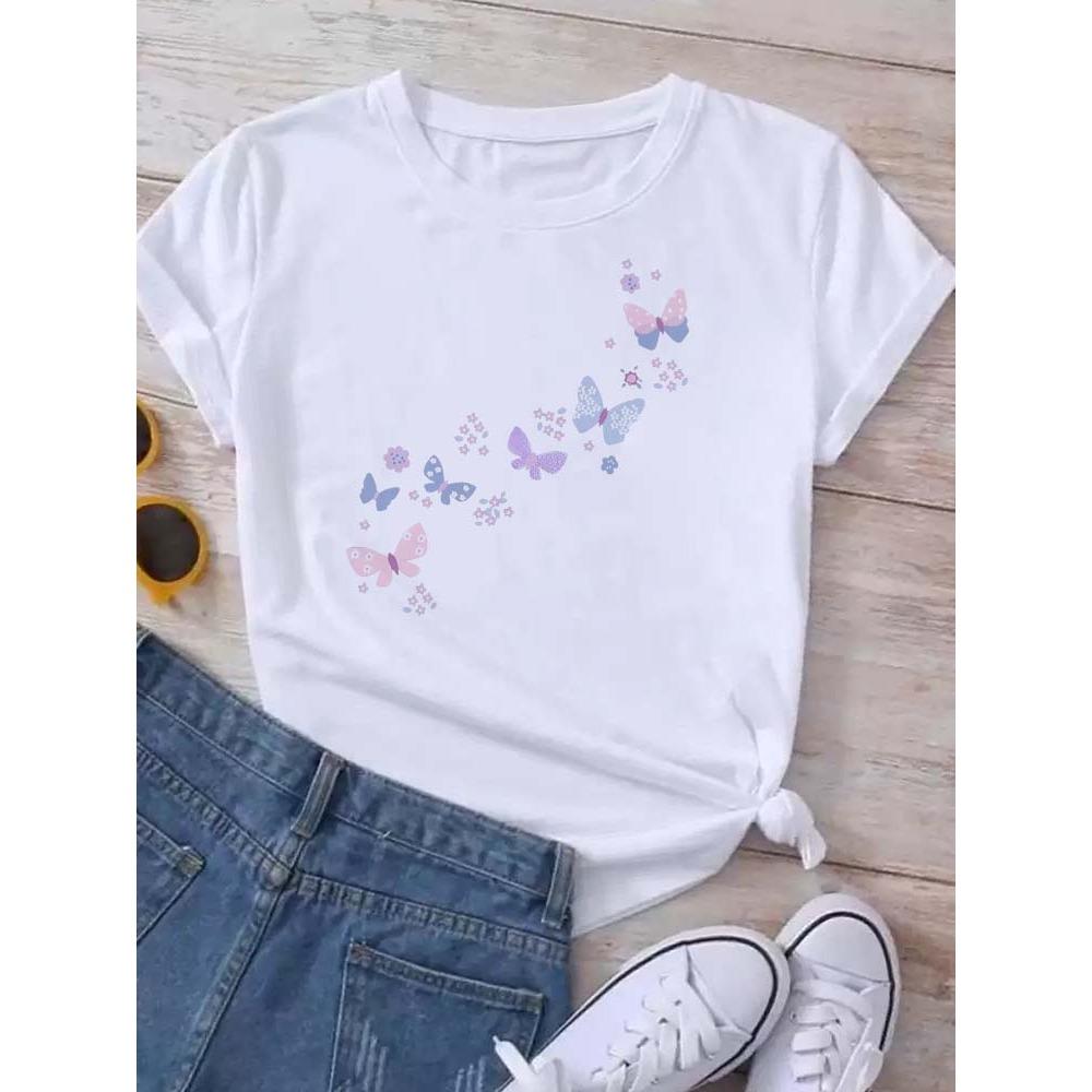 Dandelion graphic printing T-shirt women's summer short-sleeved round neck casual fashion streetwear top