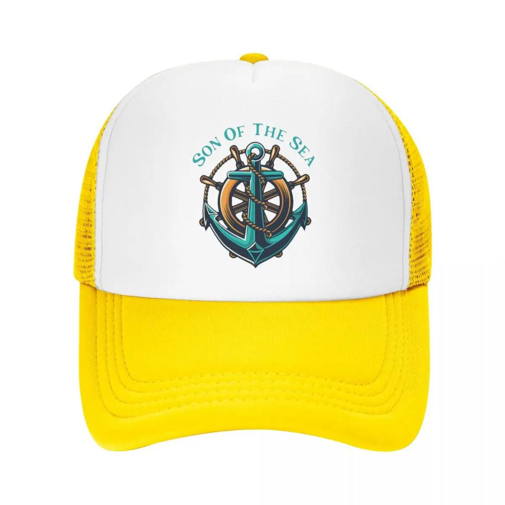 Personalized Son Of The Sea Trucker Hat for Unisex Women Adjustable Adult Nautical Sailor Anchor Baseball Cap Spring Dad Hat