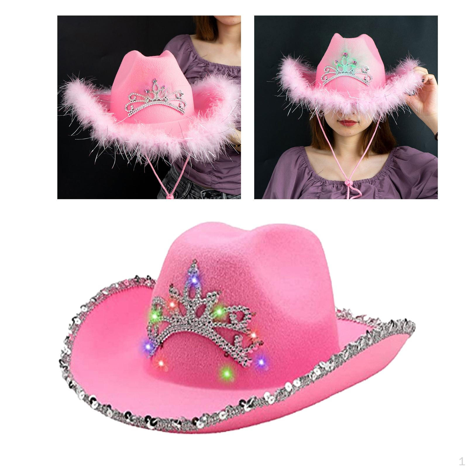 

- Hats with Tiara Felt Cowboy Costume Accessories for Adults Party Hat Dress Sequin brim