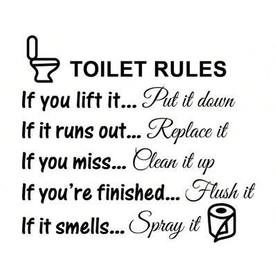 Toilettenregeln Badezimmer Wanddekor Aufkleber, DIY Abnehmbare Vinylkunst Badezimmer Dekor Wandzitate Aufkleber Schild für Tür Wohnzimmer Heimdekorationen