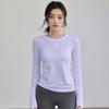 Women's Quick-Dry Sports Yoga Long-Sleeve T-Shirt - Round Neck, Versatile for Autumn/Winter Training