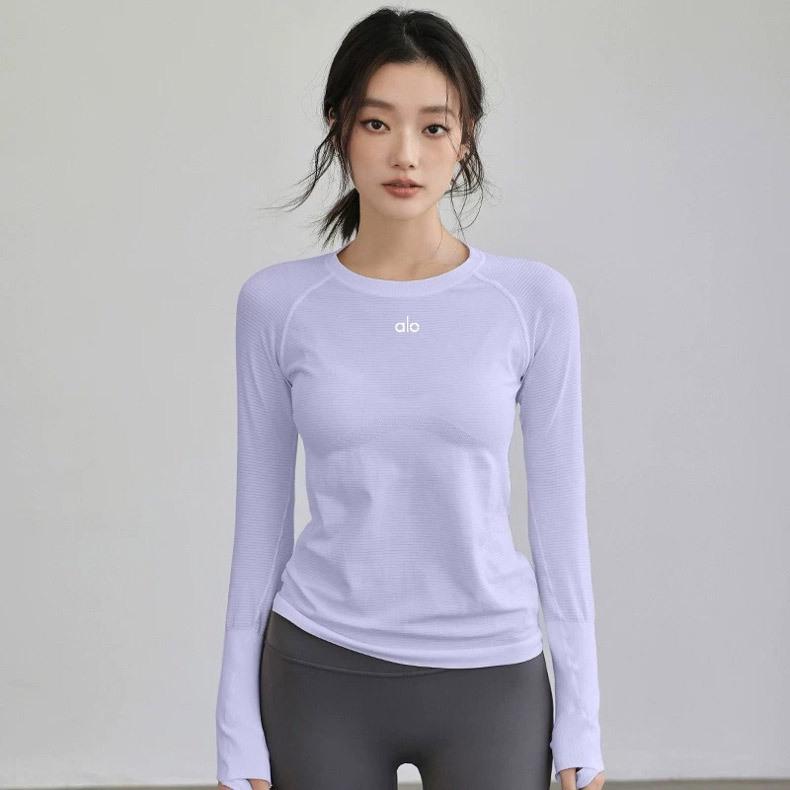 Women's Quick-Dry Sports Yoga Long-Sleeve T-Shirt - Round Neck, Versatile for Autumn/Winter Training