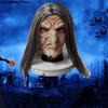 Latex Halloween Witch Head Cover Reusable Long Hair Granny Face Mask Soft Elastic Band Old Ladies Cosplay Headdress