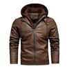Autumn and winter men's leather jacket removable hooded leather jacket fashion slim retro PU leather jacket men's coat