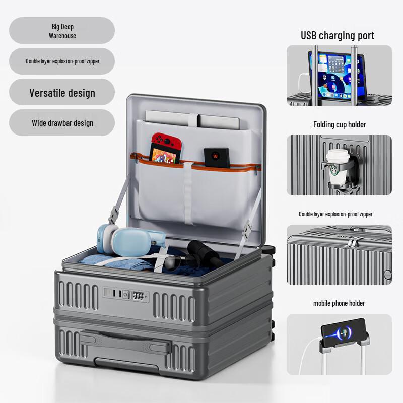 KarLot Front-Opening Carry-On Spinner Luggage 18 inch