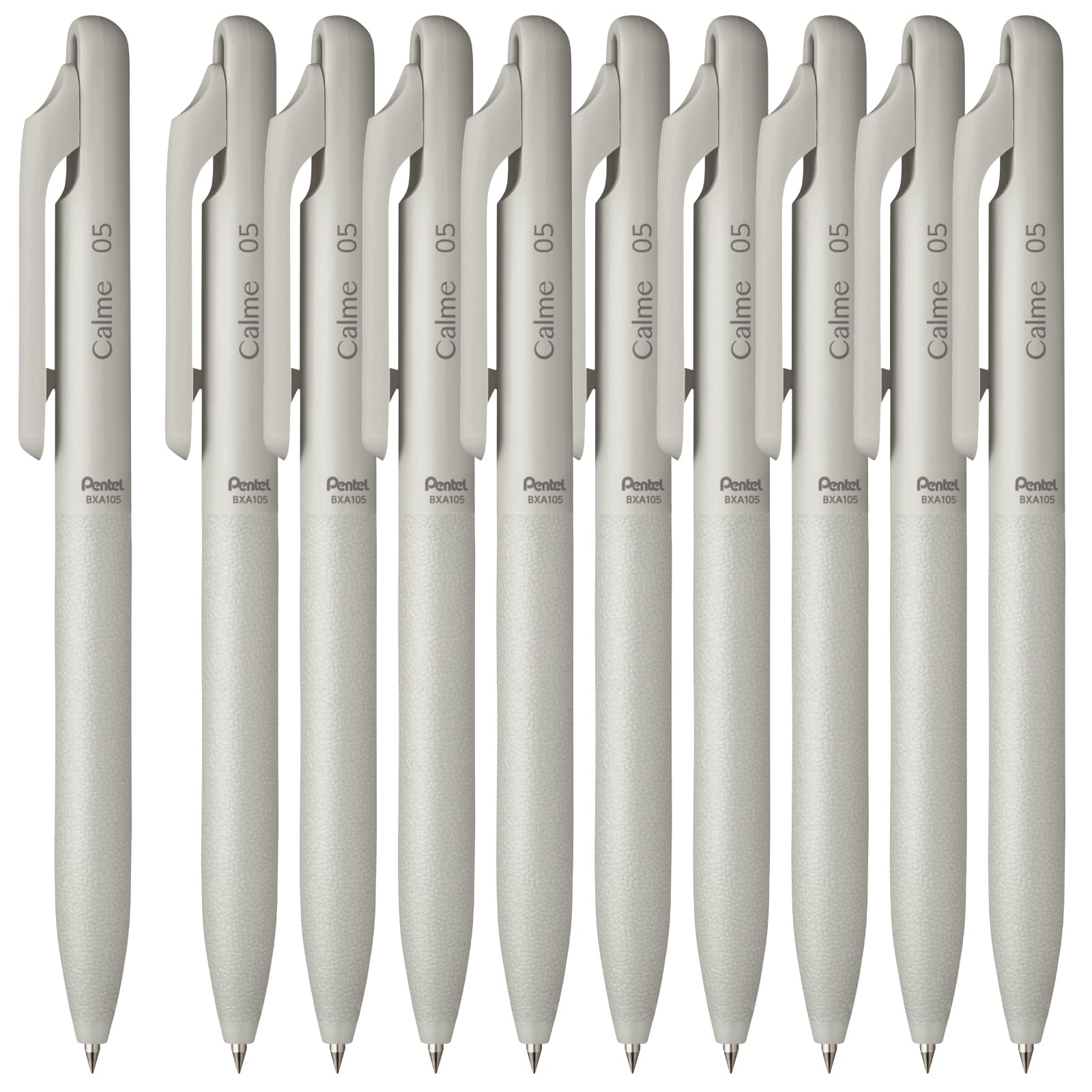 Pentel Calme Ballpoint 10 Oil-Based Pen, 0.5mm, Gray, Pens, BXA105N-A (10) серый