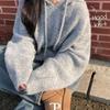 The Pink Paru Loose Fit Hairy Boucle Hood Knit