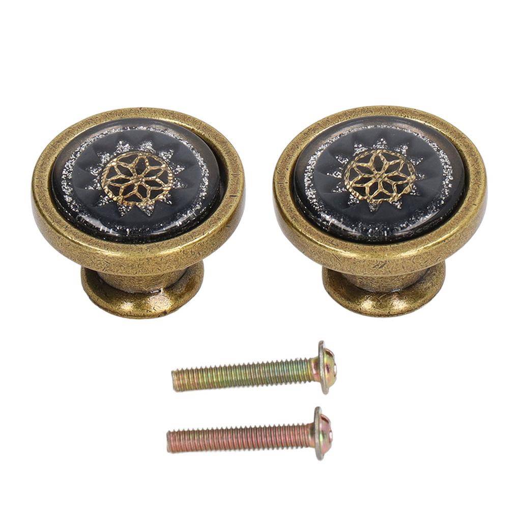 2 Sets Antique Furniture Hardware Handle Knob Zinc Alloy Round Single Hole Cabinet Door Handle