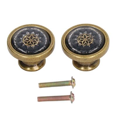 2 Sets Antique Furniture Hardware Handle Knob Zinc Alloy Round Single Hole Cabinet Door Handle