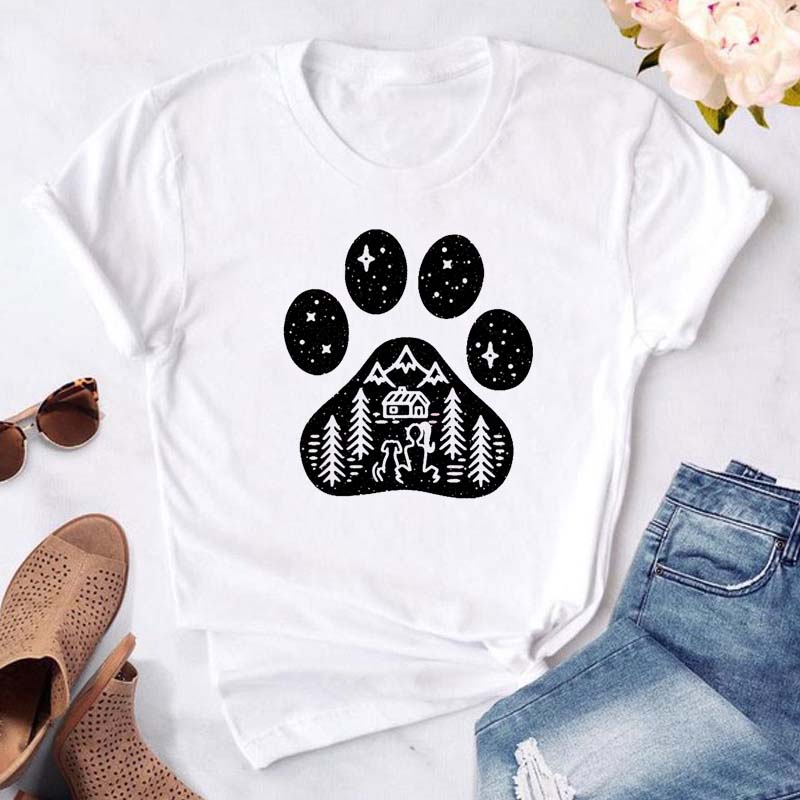 Maycaur New Love Heart Dogs Paws Print T Shirt Unisex Cartoon Tshirt Funny Black Tshirt Summer Fashion Oneck Aesthetic Tshirts