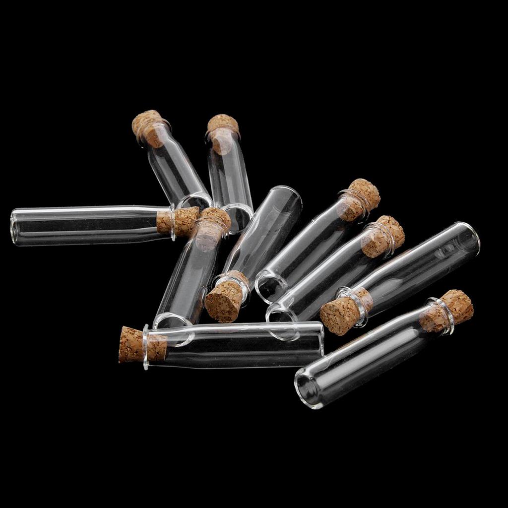 10pcs Glass Wish Bottle Clear Cylinder Mini Jar Diy Decoration For Potpourri Perfume Pendant Gift Glass Bottle With Cork